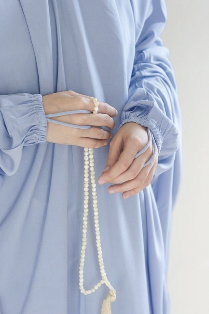 Namaz Chadar With Sleeves - Plain Powder Blue