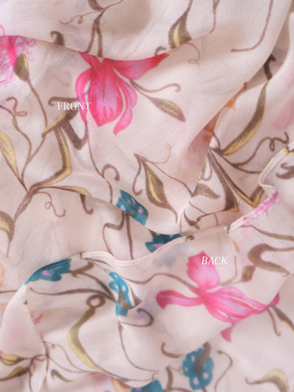 Real Modal Printed Hijab - Beige Floral
