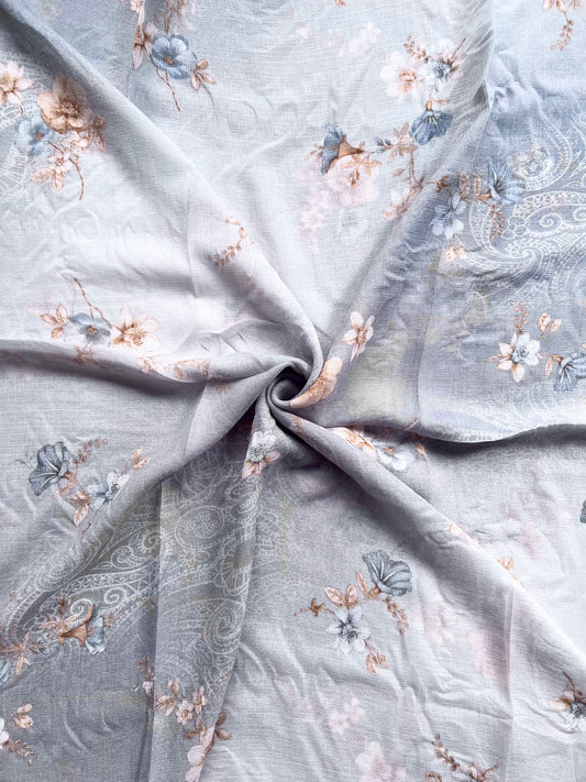 Zuheyra Printed Hijab - Grey