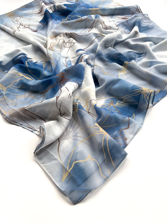 Printed Georgette - Spring in Blue