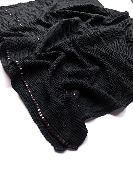 Crumpled Luxe Hijab - Black