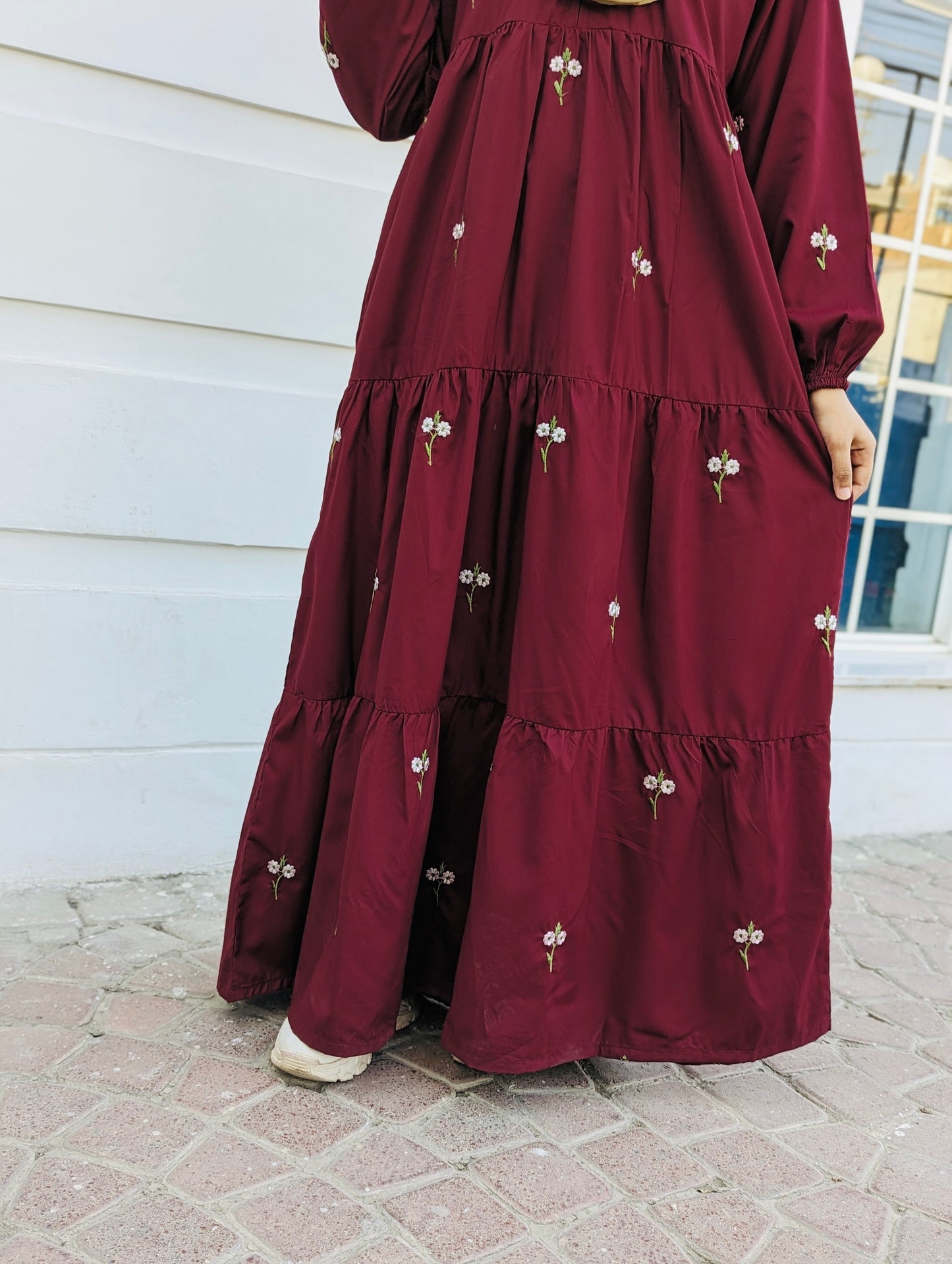 Maroon Embroidered Dress