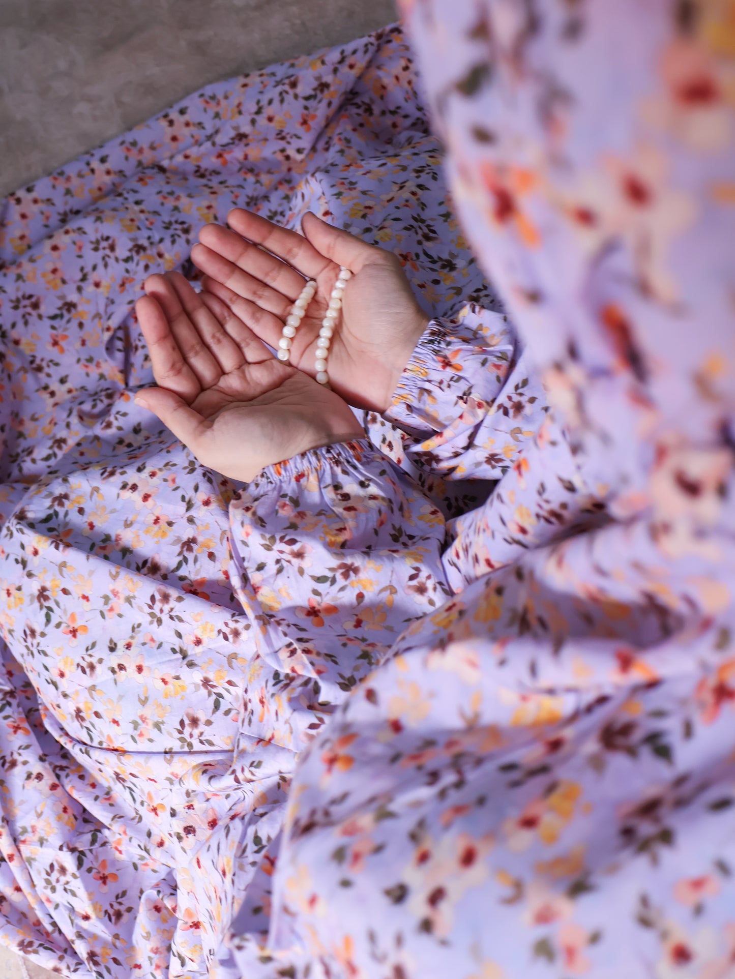 Namaz Chadar With Sleeves (Lawn) - Tooba (Lilac)
