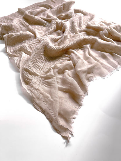 Crumpled Sequins Hijab - Beige