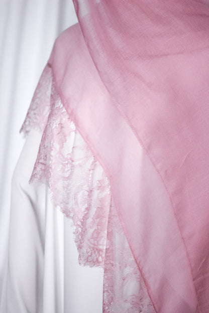 Chantilly Lace Hijab - Carnation Pink