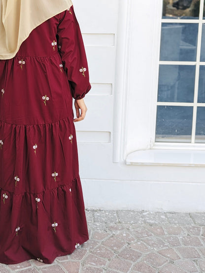 Maroon Embroidered Dress