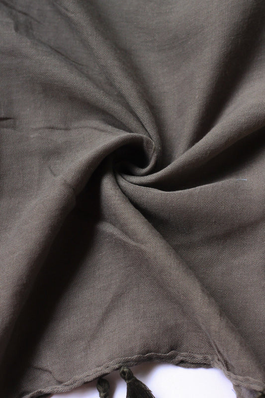 Plain Hijab with Tassels - Grey