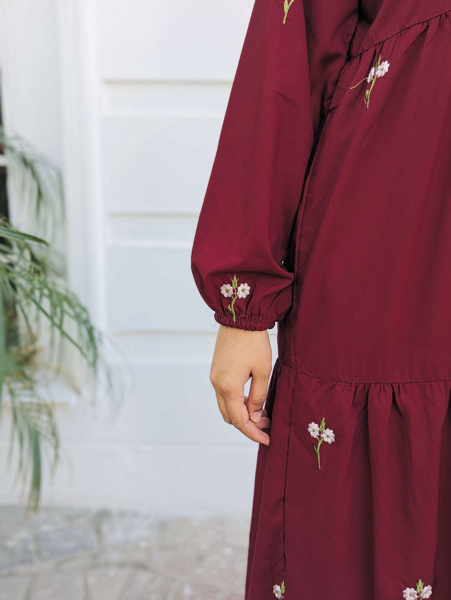 Maroon Embroidered Dress