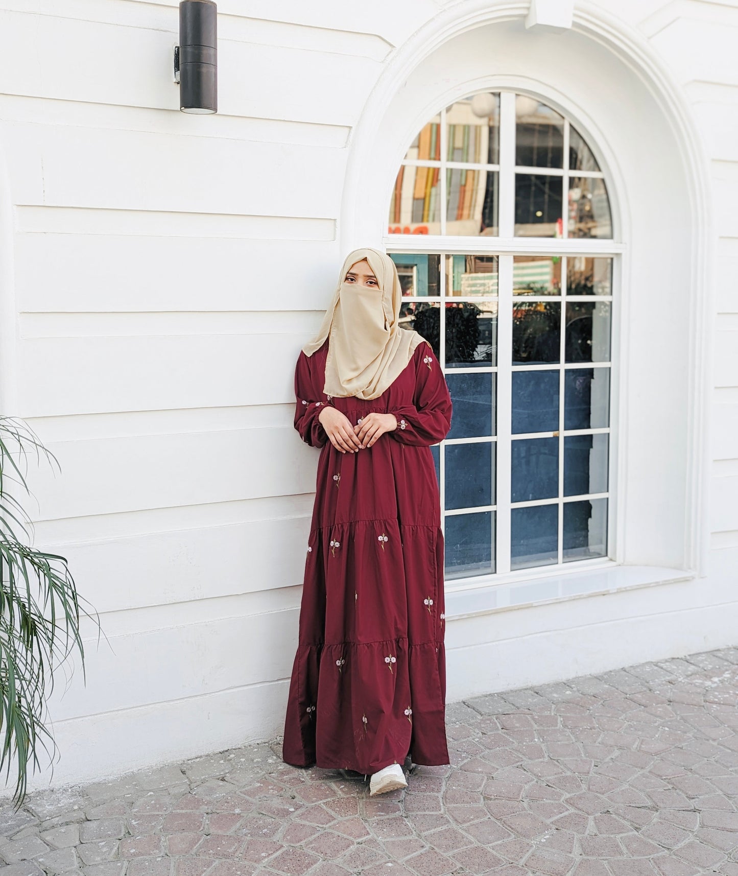 Maroon Embroidered Dress