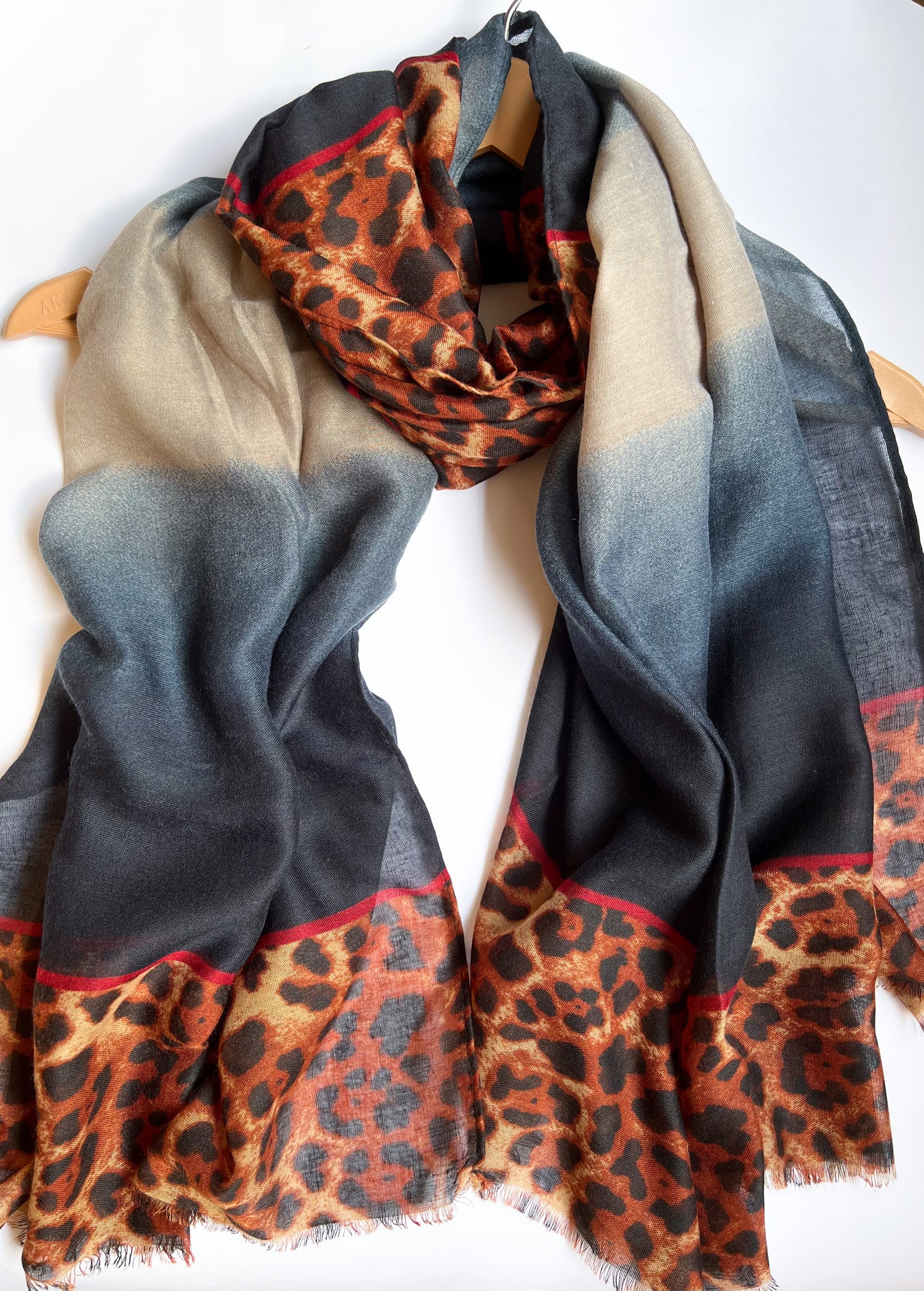 Leopard Printed Hijab - Navy Blue