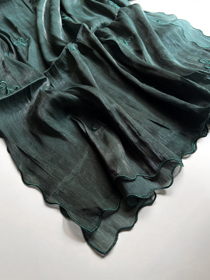 Moondust Embroidered Hijab - Sapphire Green