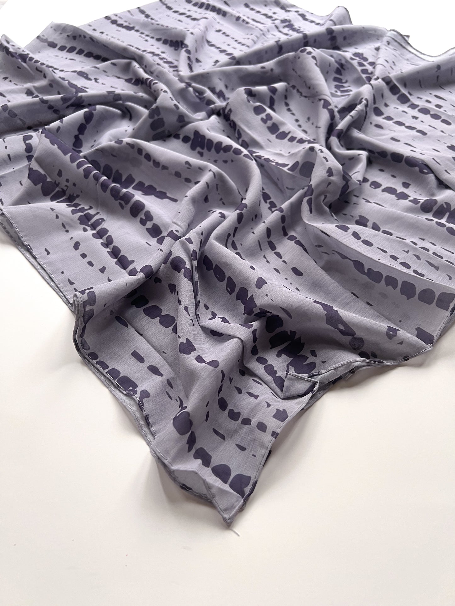 Tie-Dye Printed Hijab - Grey