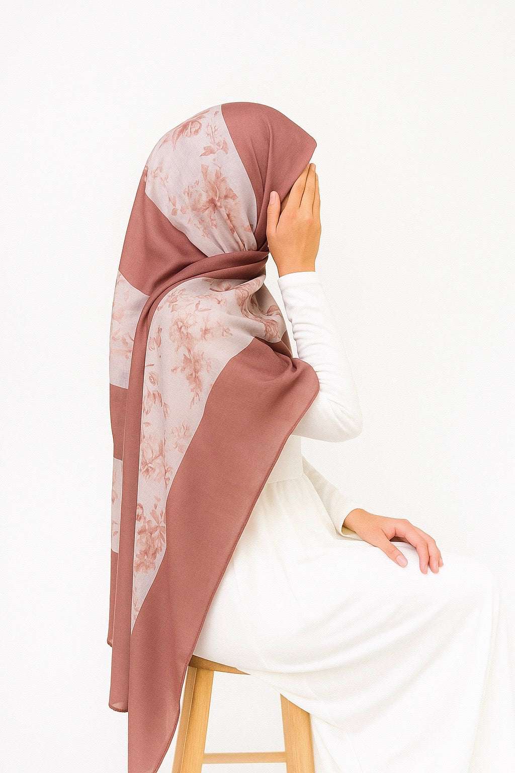 Rumana Printed Hijab - Rose Tan