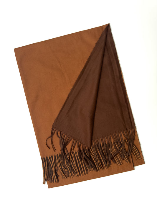 Dual Sided Woolen Stole - Brown/Chocolate Brown