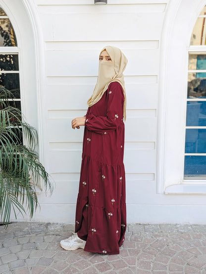 Maroon Embroidered Dress