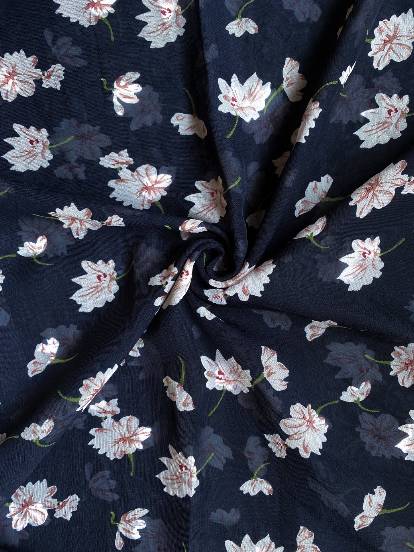 Printed Georgette - Summer in Navy