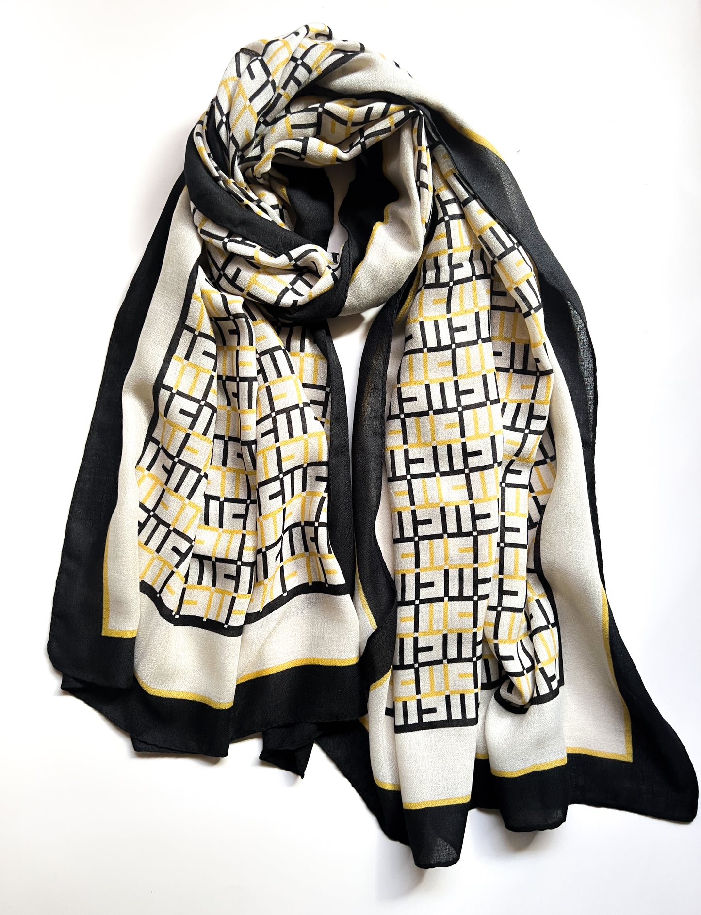 Printed Hijab - Noir Elegance