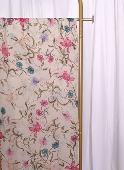 Real Modal Printed Hijab - Beige Floral