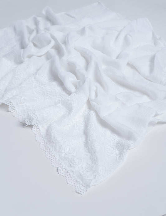 Lace Hijab - Milky White