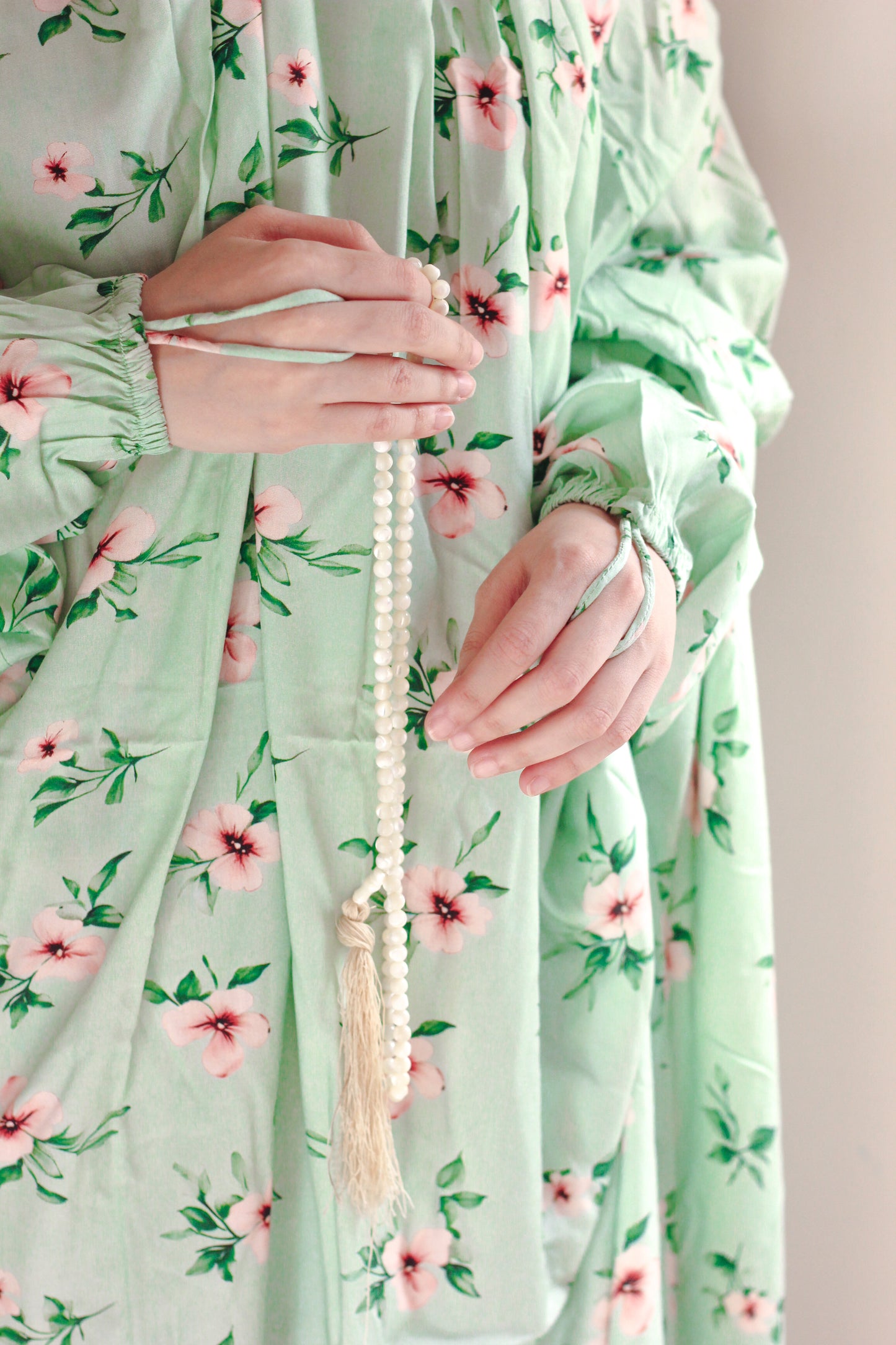 Namaz Chadar With Sleeves -  Manaal  (Light Green)