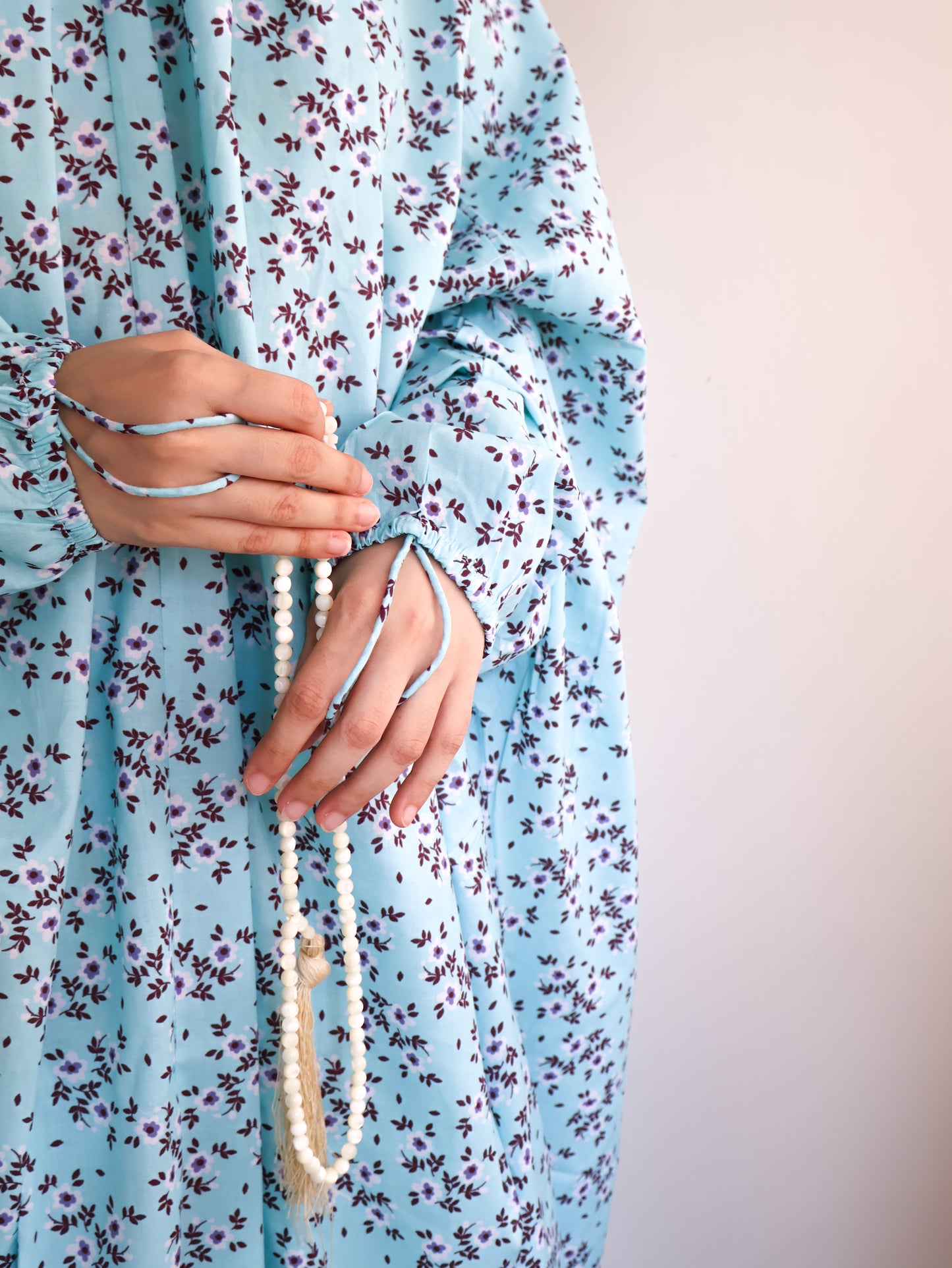 Namaz Chadar With Sleeves (Lawn) - Marwa (Blue)
