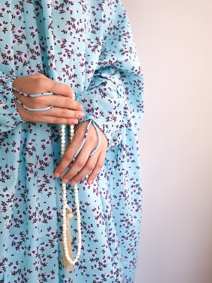 Namaz Chadar With Sleeves (Lawn) - Marwa (Blue)