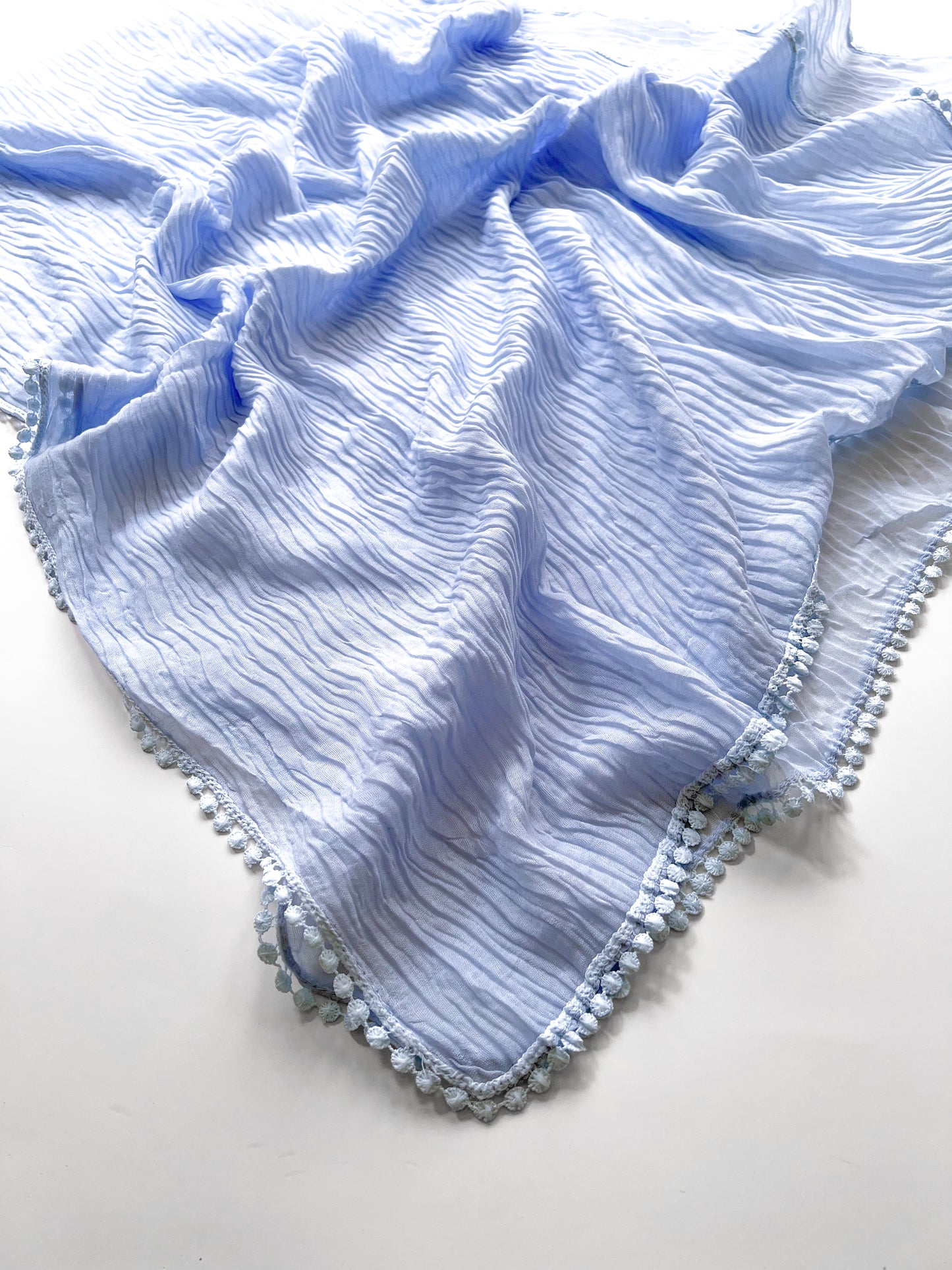 Crumpled Lace Hijab - Powder Blue