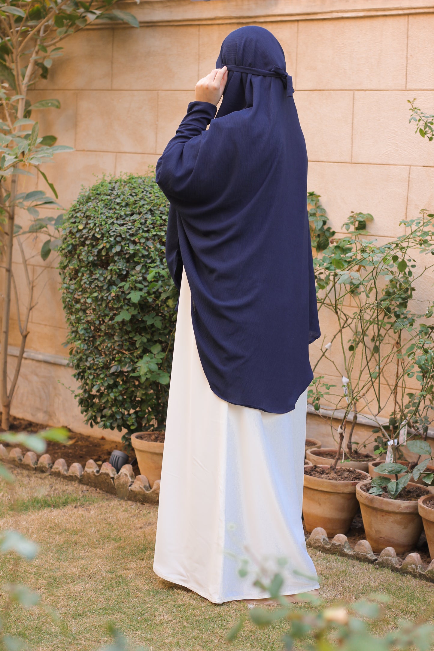 Namaz and Umrah Scarf (with sleeves) - Navy Blue