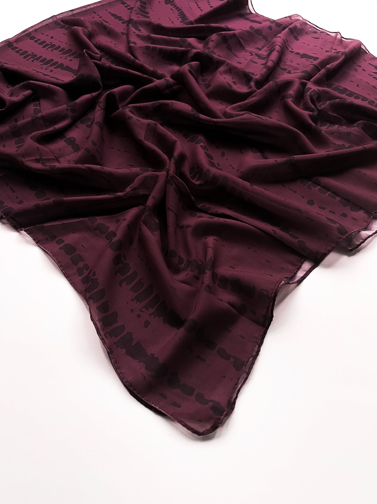 Tie-Dye Printed Hijab - Burgundy