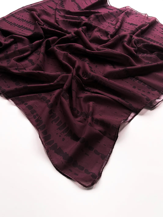 Tie-Dye Printed Hijab - Burgundy
