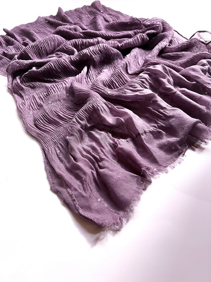 Crumpled Sequins Hijab - Mauve