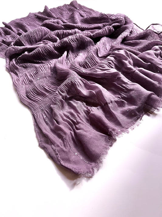 Crumpled Sequins Hijab - Mauve