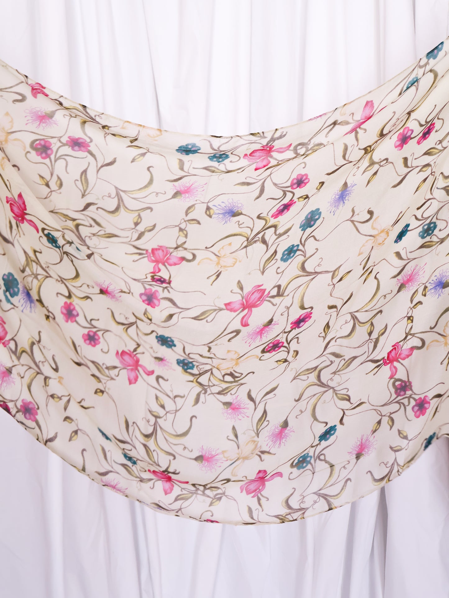 Real Modal Printed Hijab - Beige Floral