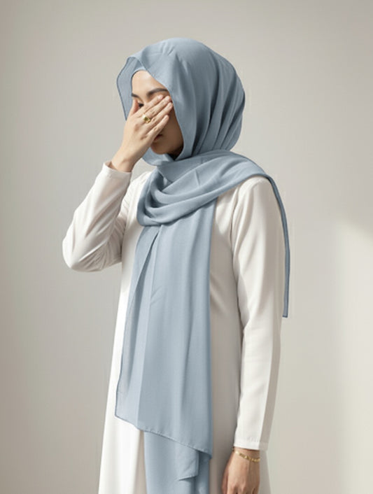 Instant Georgette Hijab with Built-in Magnets - Ice Blue