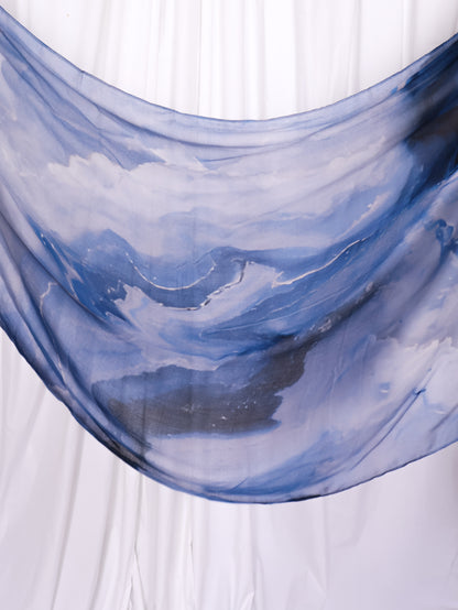Real Modal Printed Hijab - Ocean Sediment
