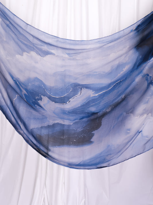 Real Modal Printed Hijab - Ocean Sediment