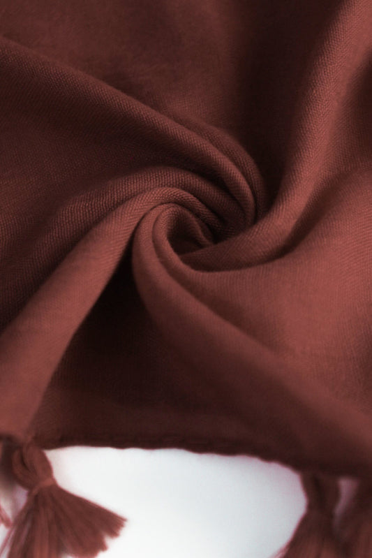 Plain Hijab with Tassels - Dark Rosewood