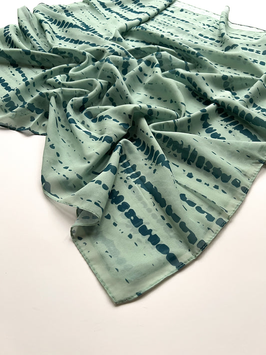 Tie-Dye Printed Hijab - Light Green