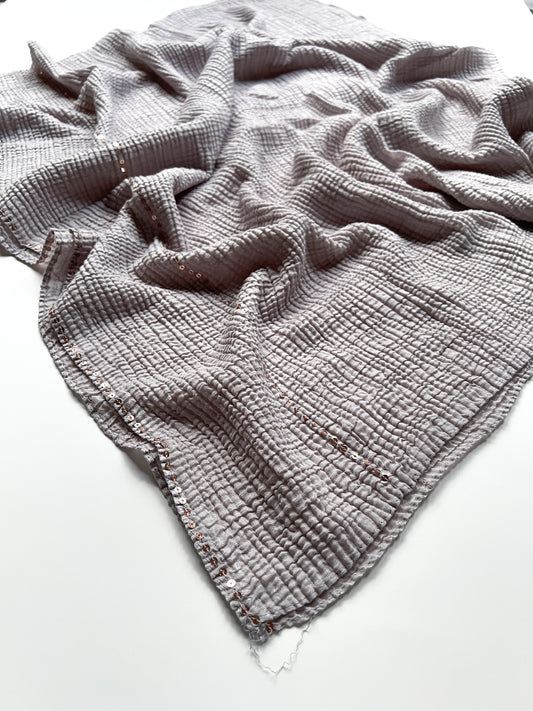 Crumpled Luxe Hijab - Cloud Grey