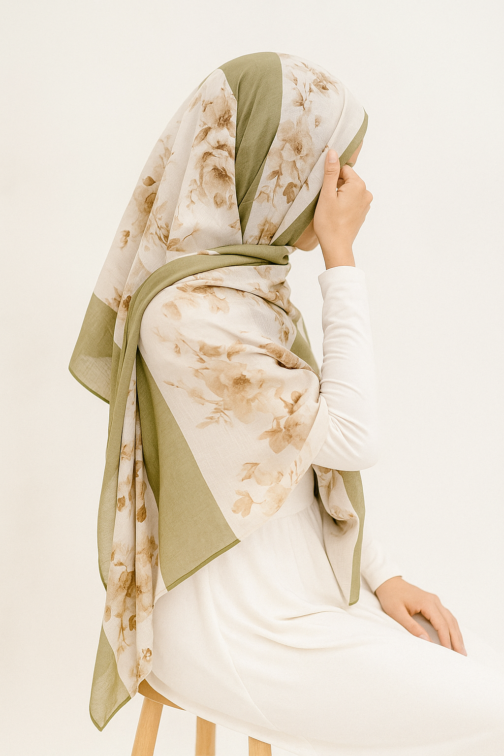 Rumana Printed Hijab - Light Olive