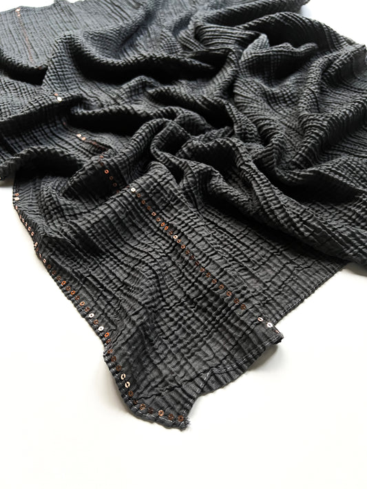 Crumpled Luxe Hijab - Dark Grey