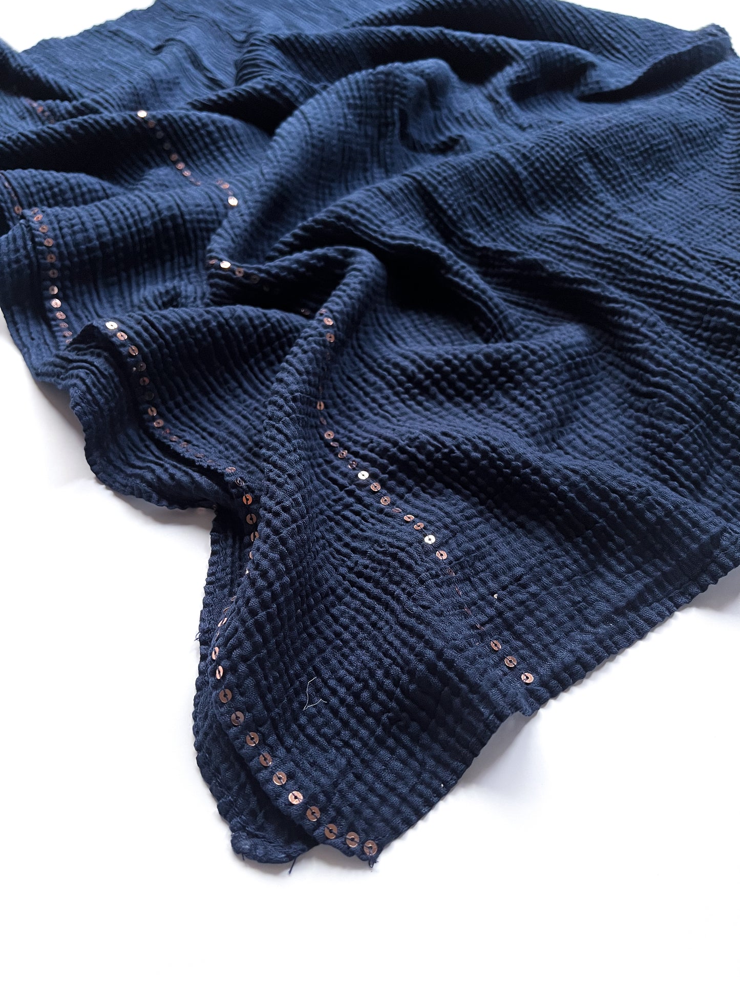 Crumpled Luxe Hijab - Navy Blue