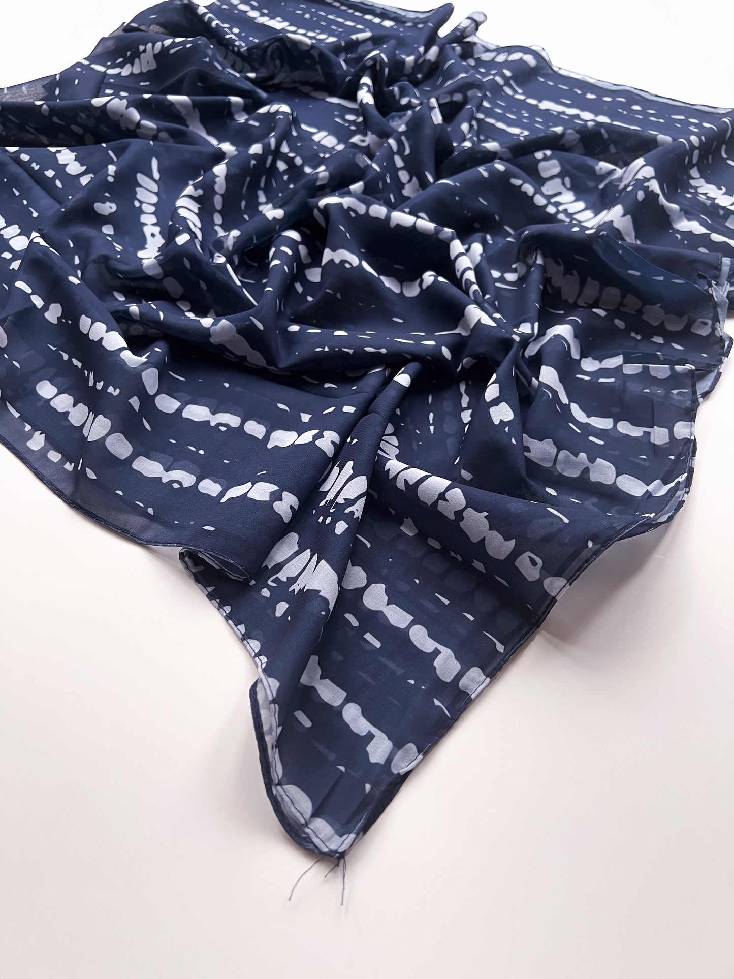 Tie-Dye Printed Hijab - Navy Blue