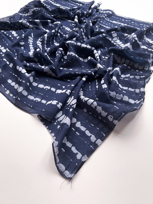 Tie-Dye Printed Hijab - Navy Blue