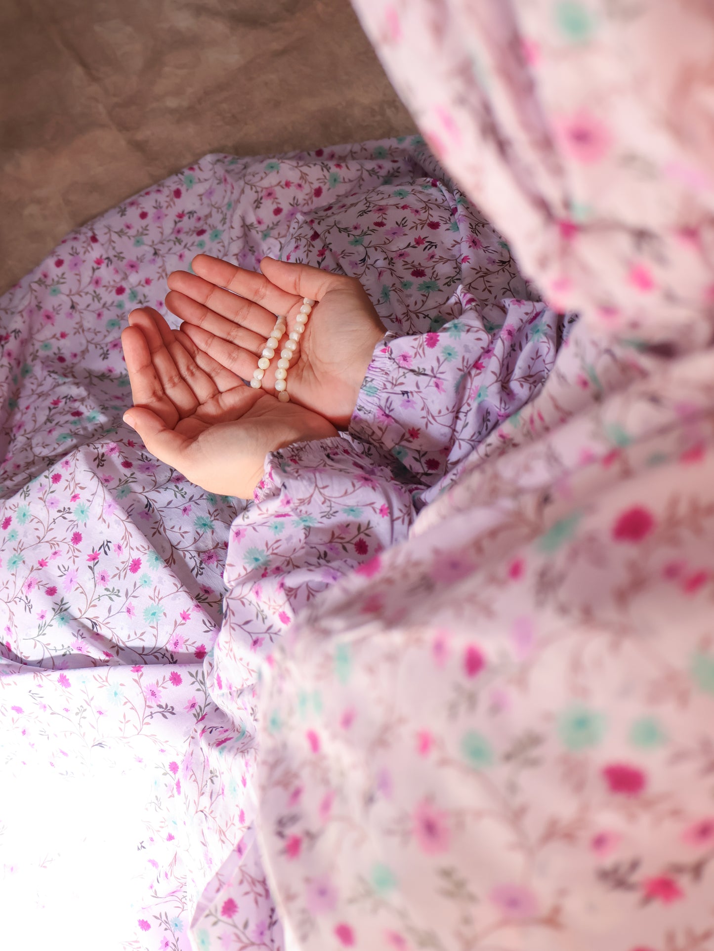 Namaz Chadar With Sleeves (Lawn) - Noor (Pink)