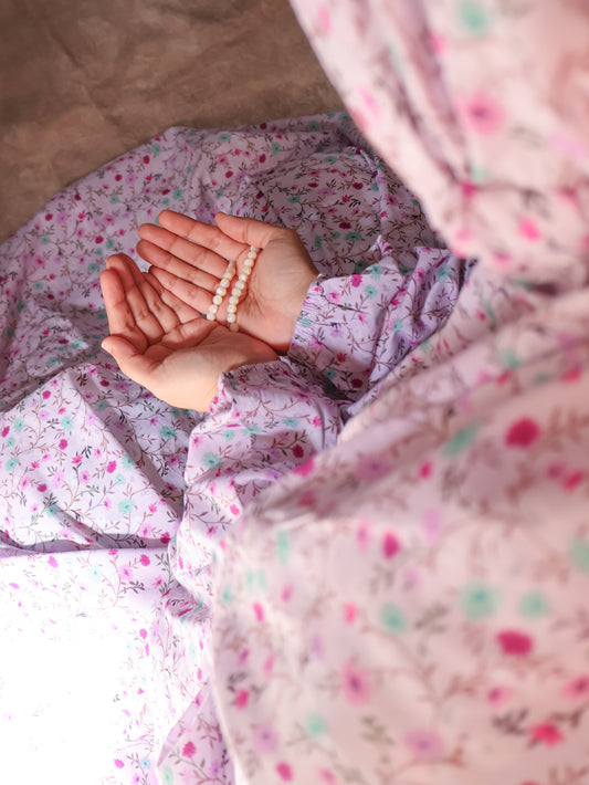 Namaz Chadar With Sleeves (Lawn) - Noor (Pink)