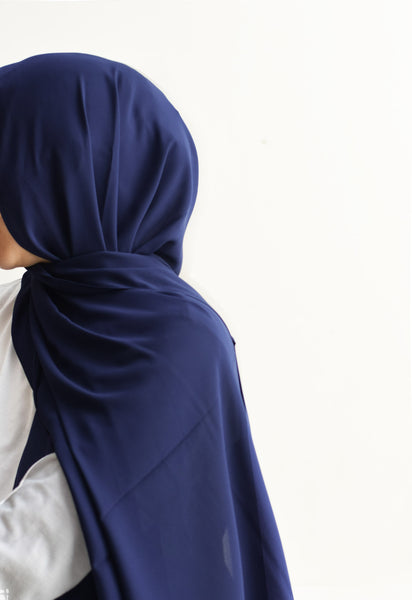 navy blue chiffon hijab