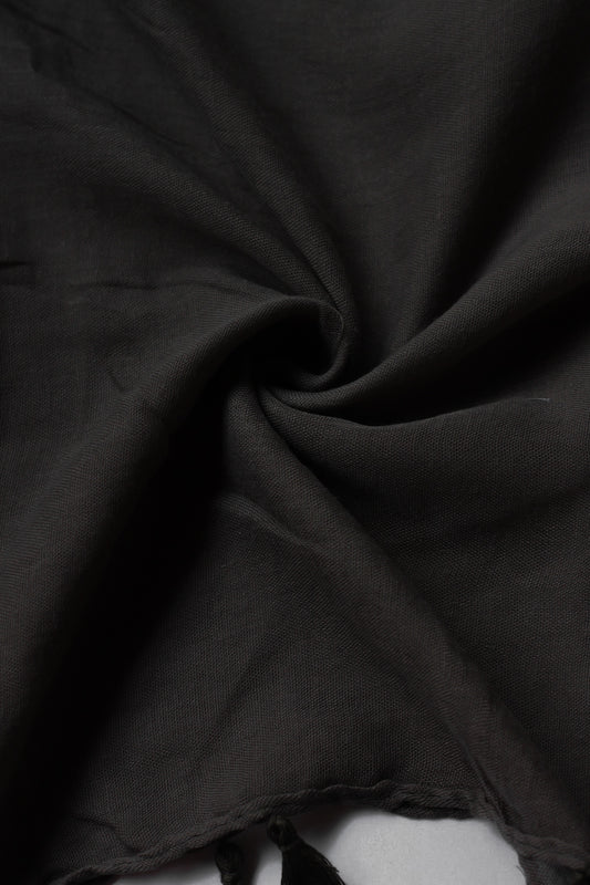 Plain Hijab with Tassels - Charcoal