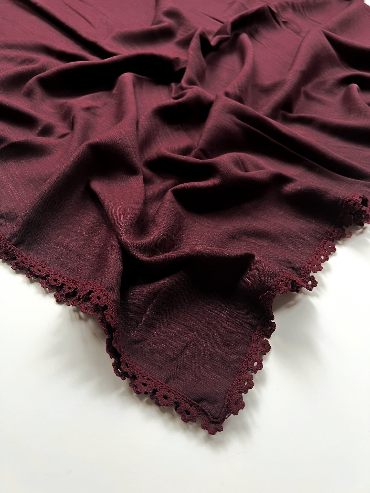 Laced Turkish Lawn - Dark Maroon