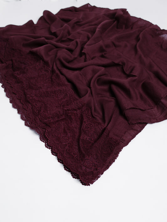 Lace Hijab - Dark Maroon